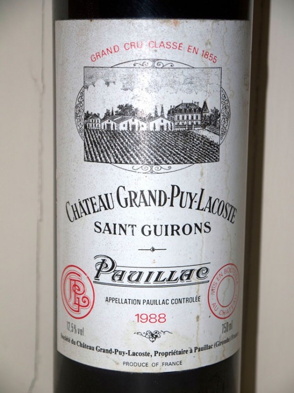 Sport faldt diakritisk Château Grand Puy Lacoste 1988 - great wine Bottles in Paradise | Au Droit  de Bouchon